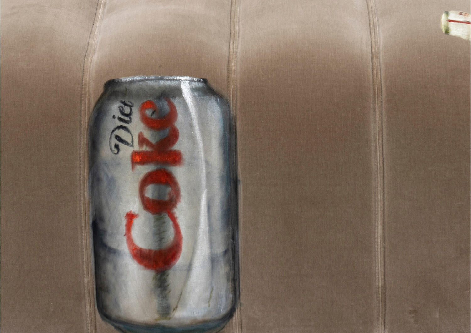Detail View, *Furni 5*, 2023, Sculpture: oil on velvet upholstered modular sofa system, 47 x 80 x 90 cm overall