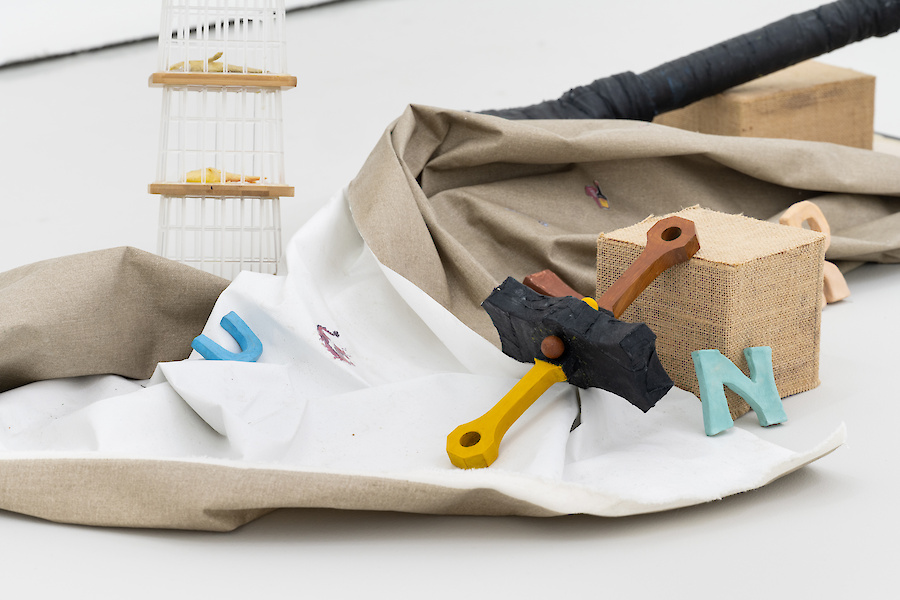 Detail view, Untitled, 2026, Mixed media, 73 x 514 x 220 cm, Installed dimensions variable