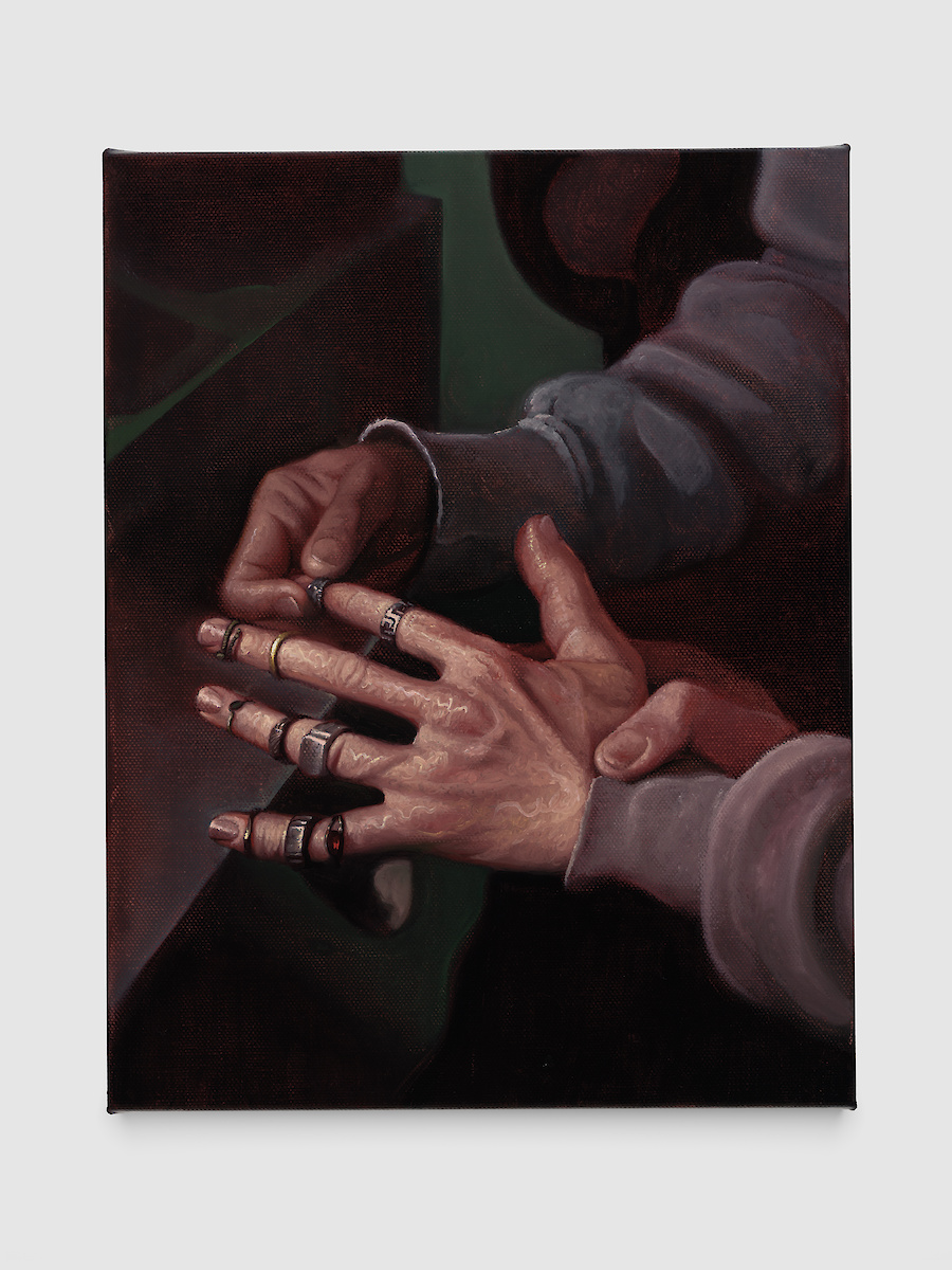 *Ringbearer*, 2025, Oil on linen, 45 x 35 x 2.5 cm