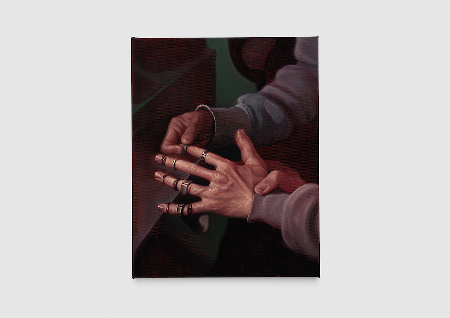 *Ringbearer*, 2025, Oil on linen, 45 x 35 x 2.5 cm