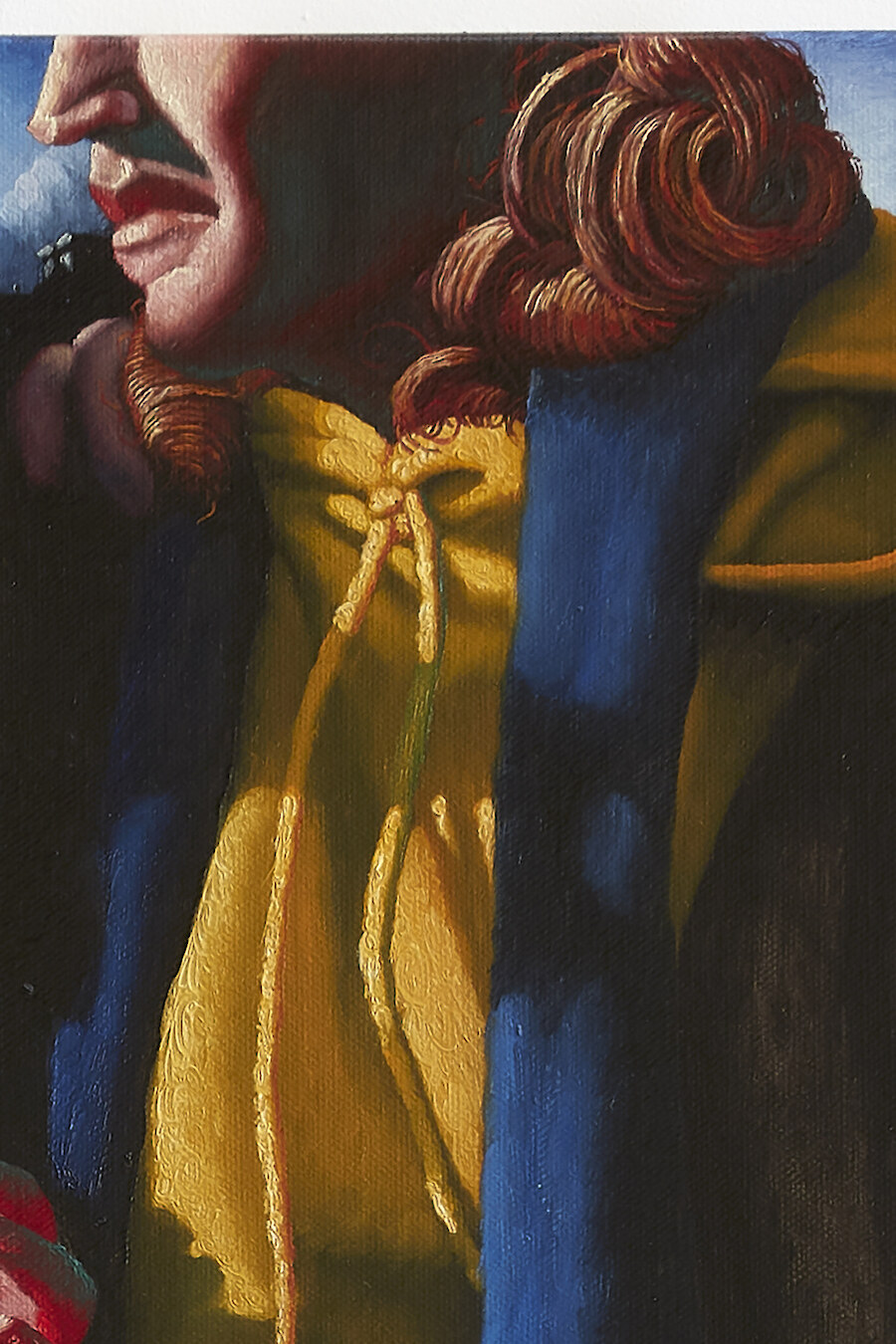 Detail View, *The wrong hands*, 2019, Oil and ink on linen, 120 x 110 cm