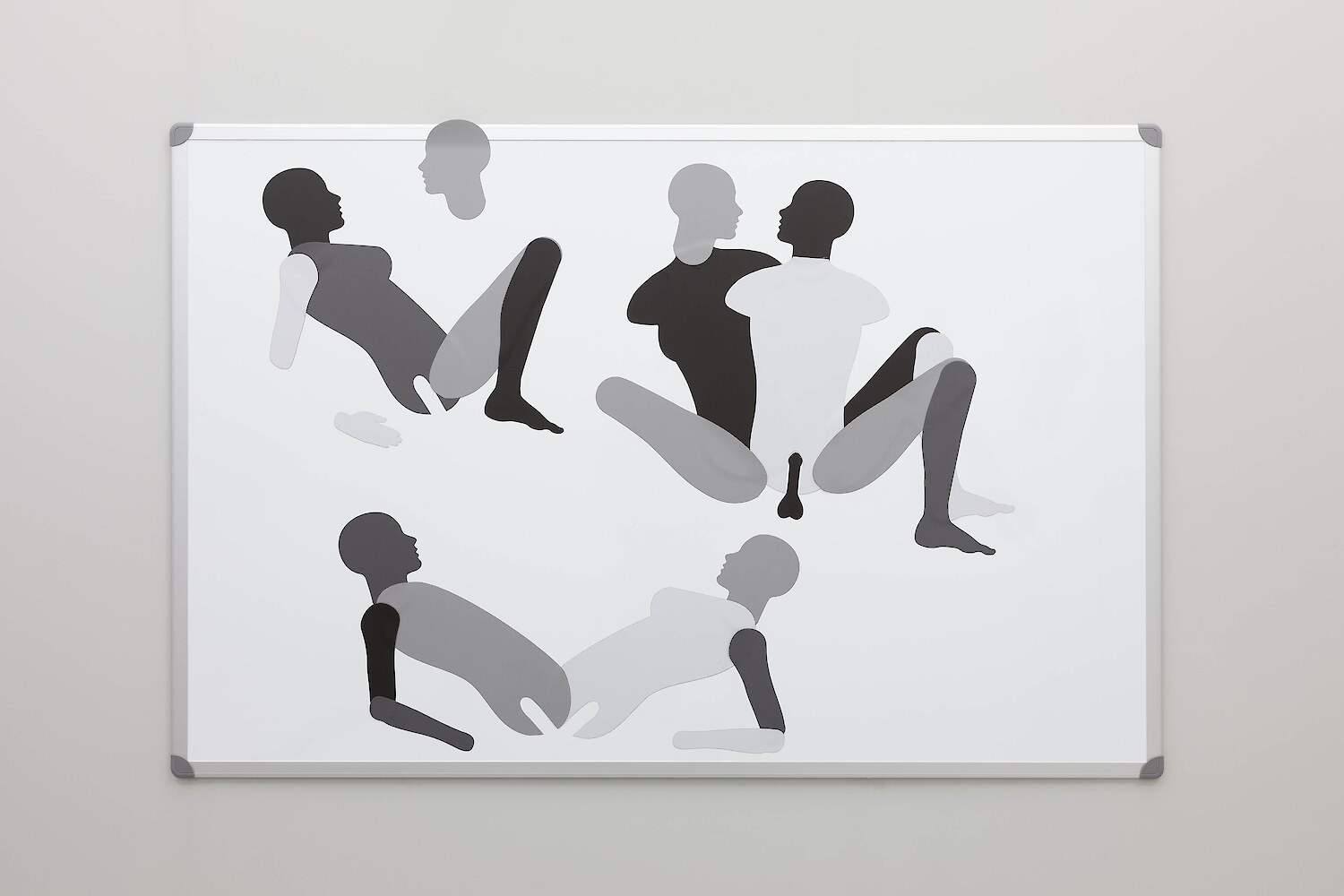 *Test combination I*, 2017, Magnets on magnetic whiteboard, 120 x 180 cm