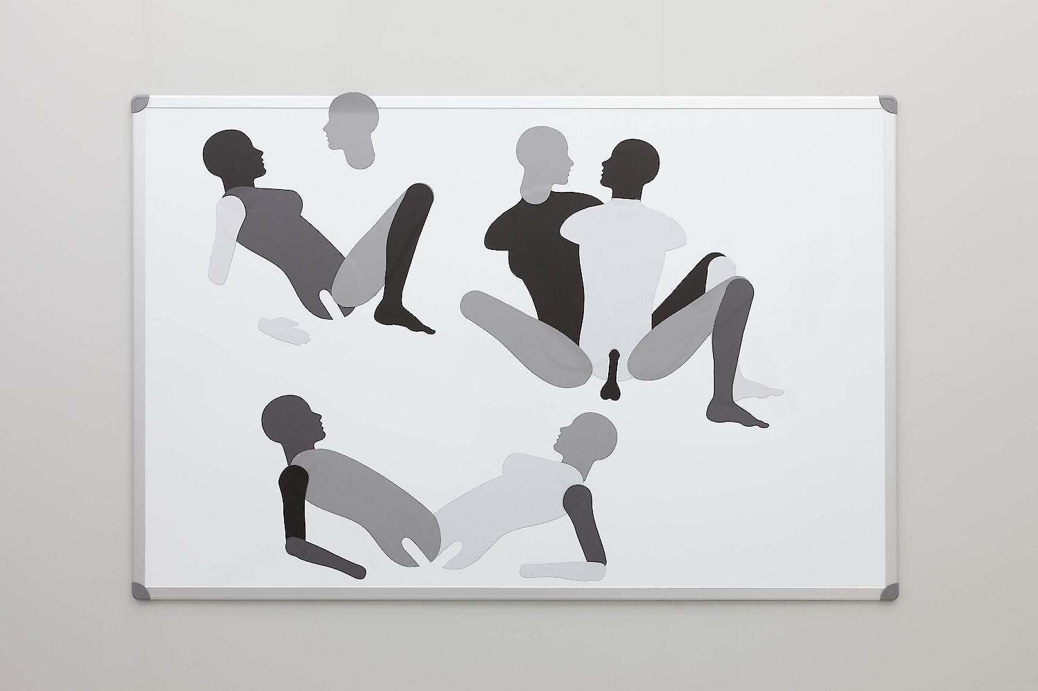 *Test combination I*, 2017, Magnets on magnetic whiteboard, 120 x 180 cm