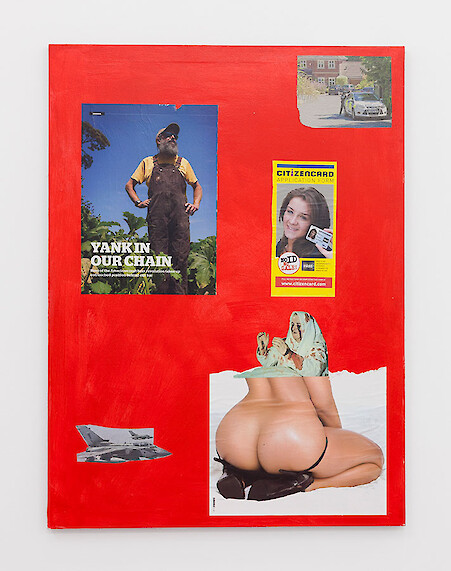 *party politics*, 2016, acrylic on canvas with mixed media, 74.5 x 55.6 x 1 cm (left) & 99.5 x 65 x 2 cm (right)