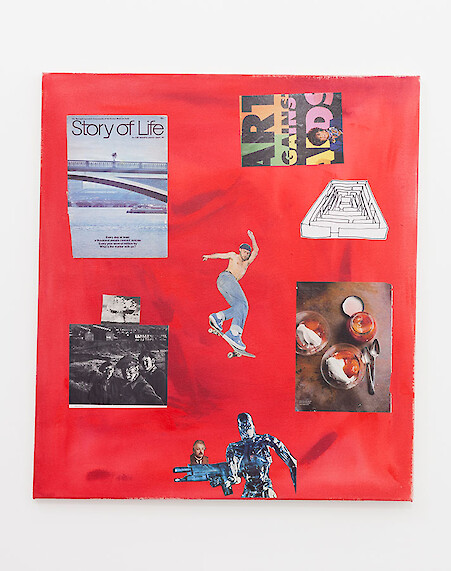 *party politics*, 2016, acrylic on canvas with mixed media, 89.5 x 79.5 x 2 cm (left) & 79.5 x 65 x 2 cm (right)