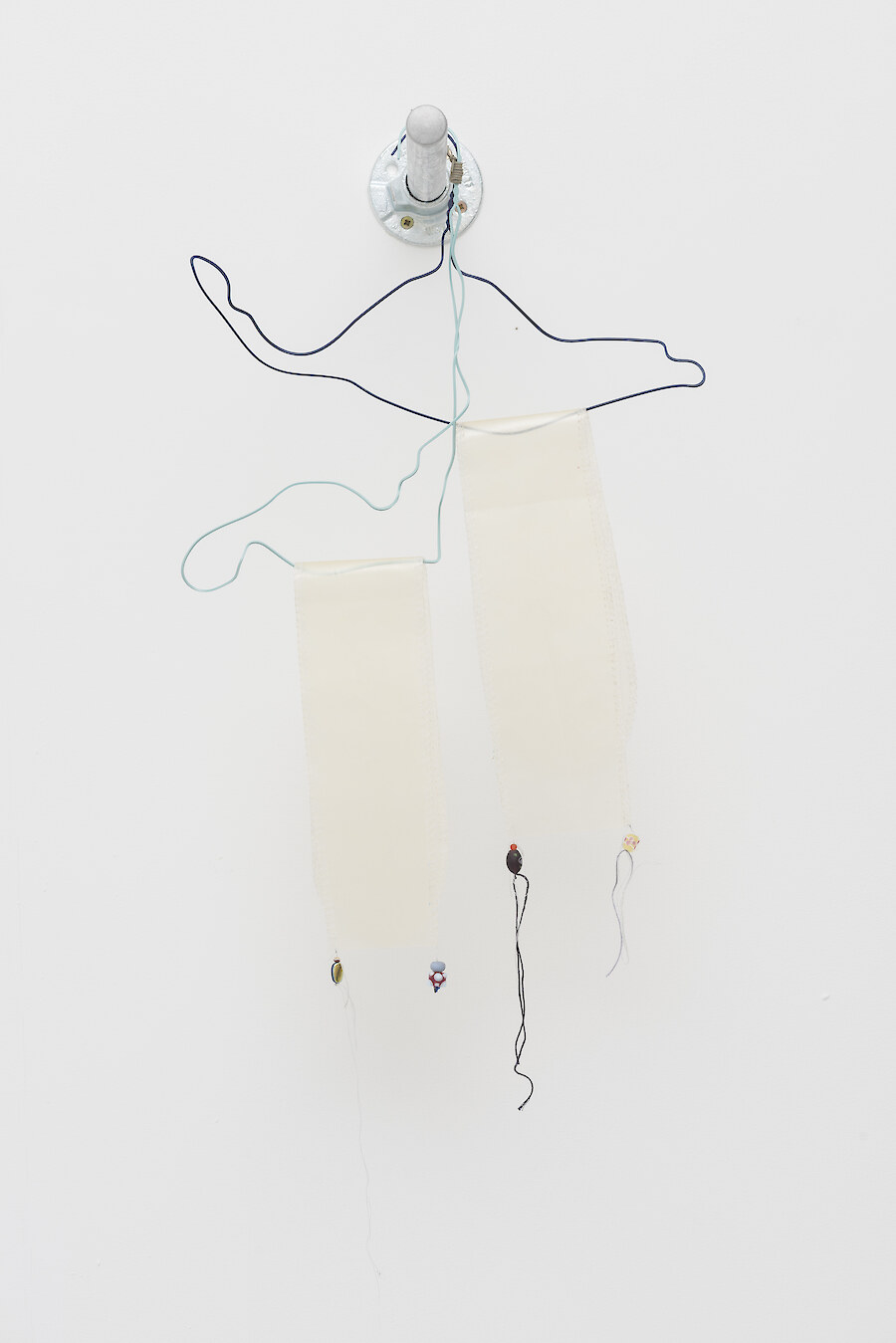 *Helen Marten & Magali Reus, Foots*, 2015 powder coated, laser cut steel, stitched synthetic pig skin, string, glass beads