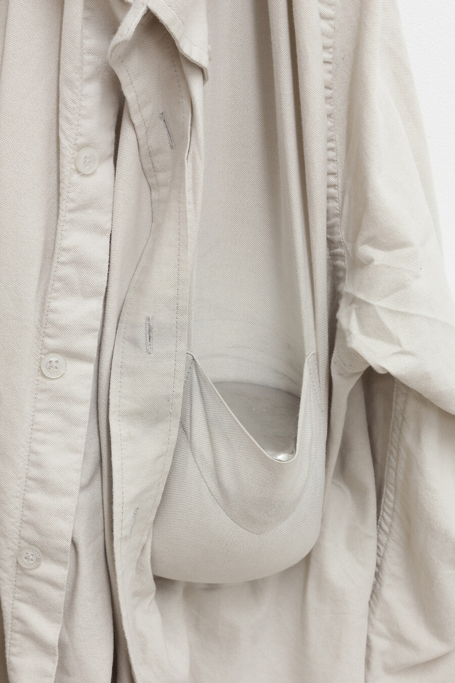 *Untitled*, 2015, Shirt, metal alloy, 80 x 20 x 15 cm