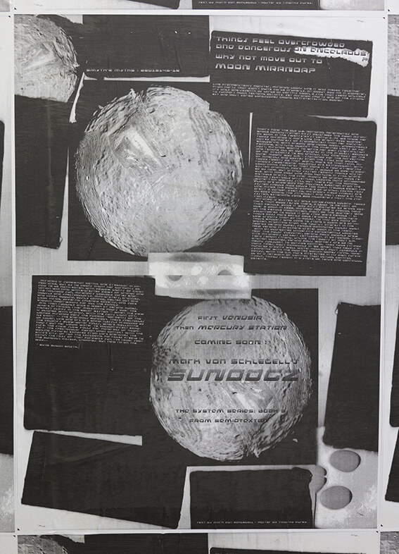 Mark von Schlegell/Timothy Furey, *Untitled (Advert for Mark von Schlegell ‘Sundogz’)* (detail), 2014, A2 digital print flyposters