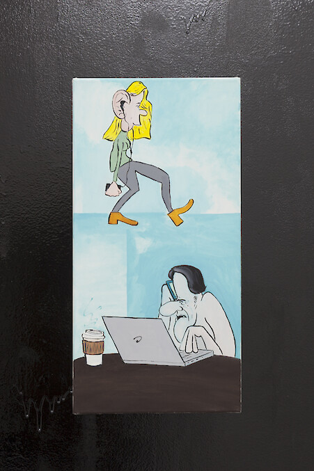 Vittorio Brodmann, *Wer Geburstag hat, kann sich freuen*, 2012, Oil on canvas, 60 x 30 cm