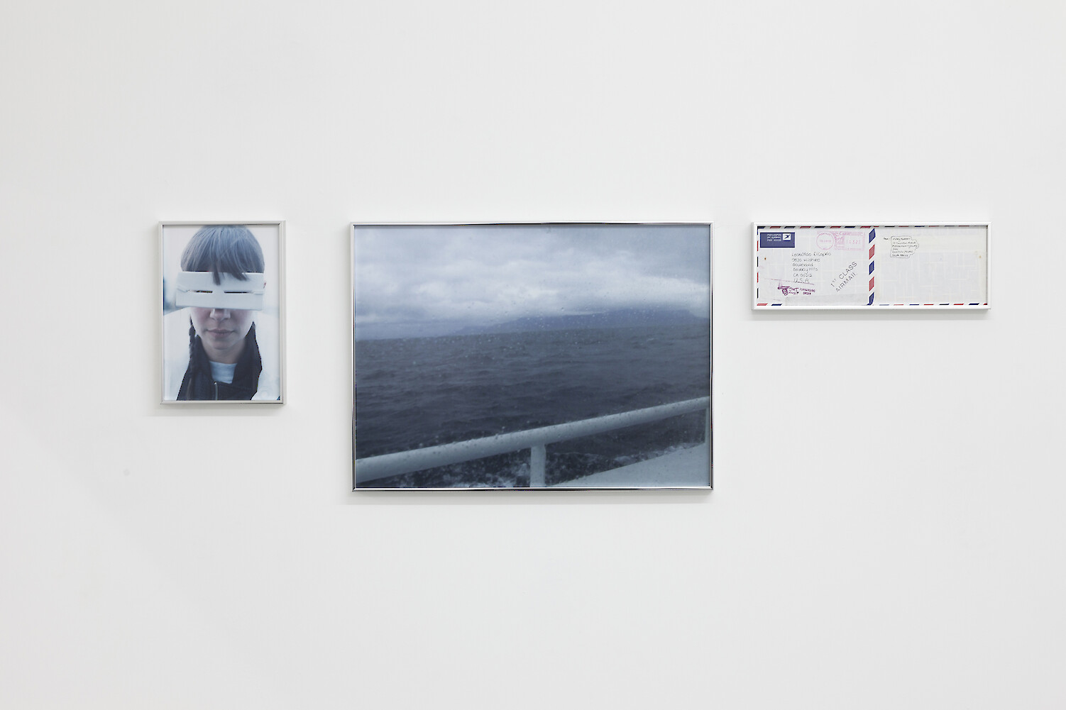 Left: 13/10/2013, with Tess Hurrell, London, 2013, C-print, 25 x 17 cm; Centre: August 2008, Iceland, 2013, Digital print, 37 x 50 cm; Right: 1998, 2013, Paper, ink, 12 x 33 cm