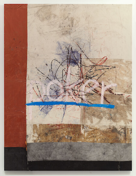 *poker*, 2013, Oil paint, oil stick, dirt, 250 x 195 cm