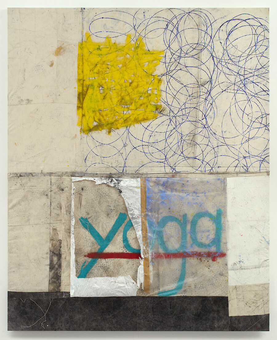 *matt painting (yoga)*, 2013, Oil paint, oil stick, dirt, 265 x 215 cm