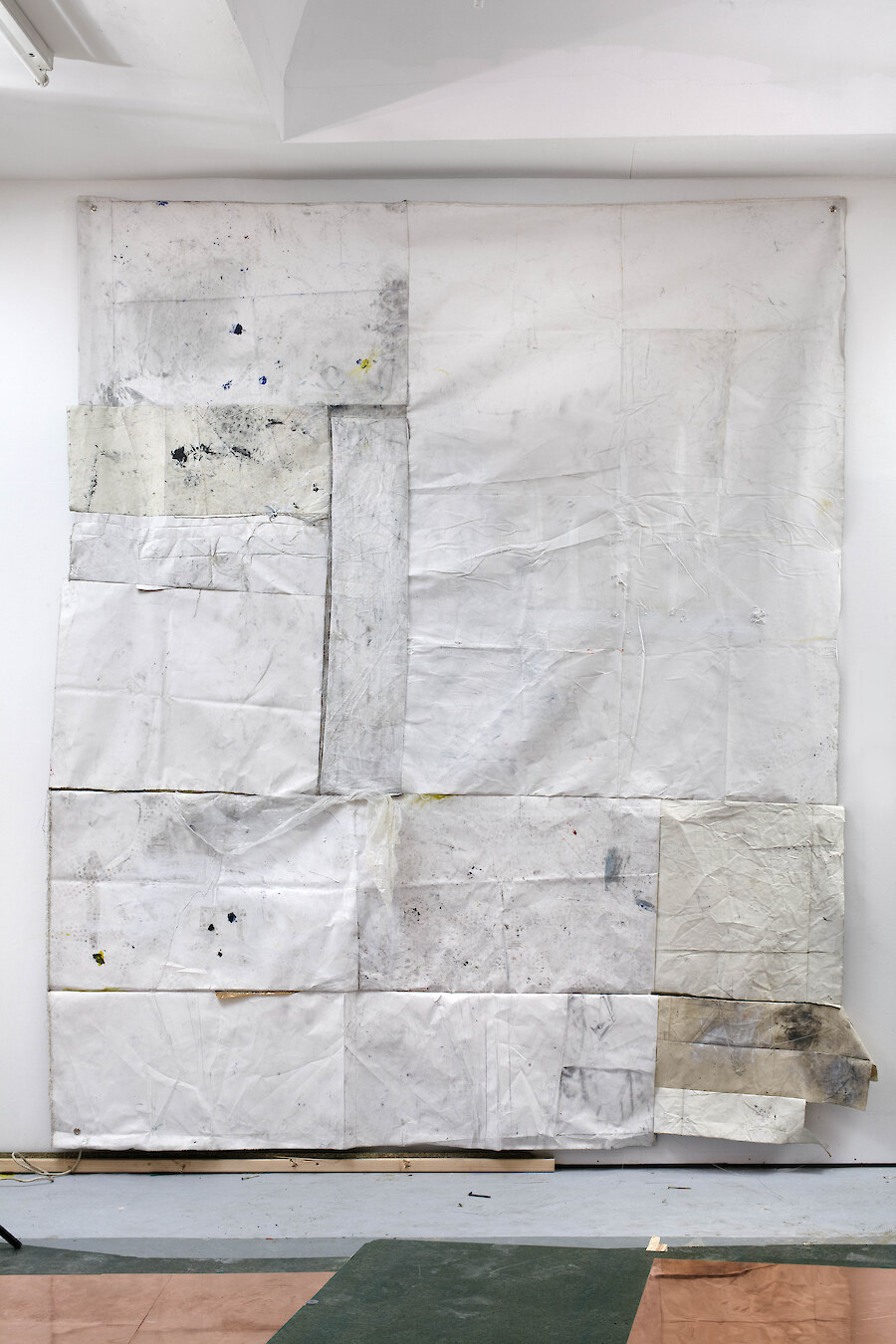 *milk?*, 2013, Oil paint, oil stick, dirt, 340 x 280 cm