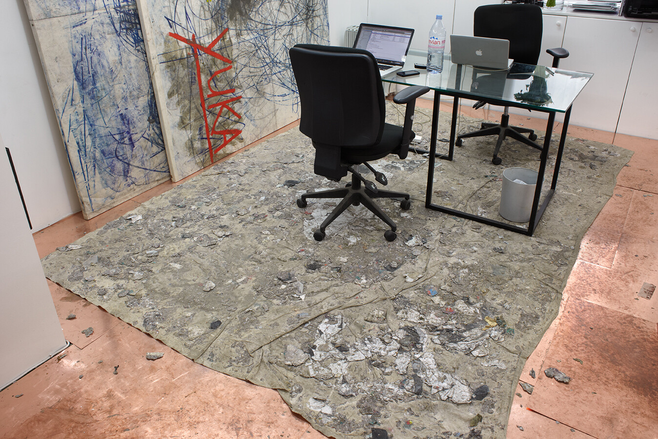 *Dinner at the members club? Yes! i'll have a black americano first pls*, 2013, Installation view