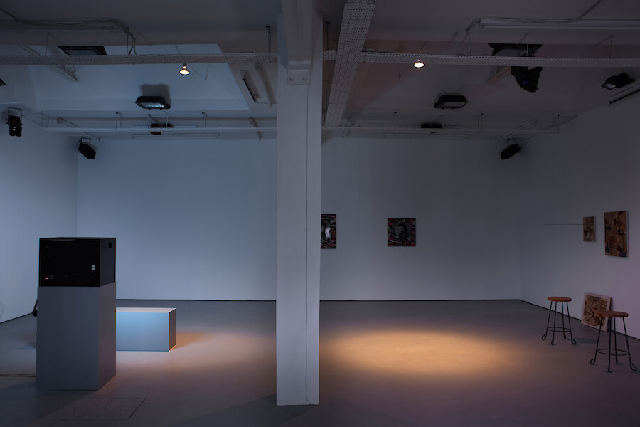 Casper Perrin Yoakum, *Untitled*, 2012, Lights, lift panel, electronic controllers. Engineered by Matt Curtis-Knight