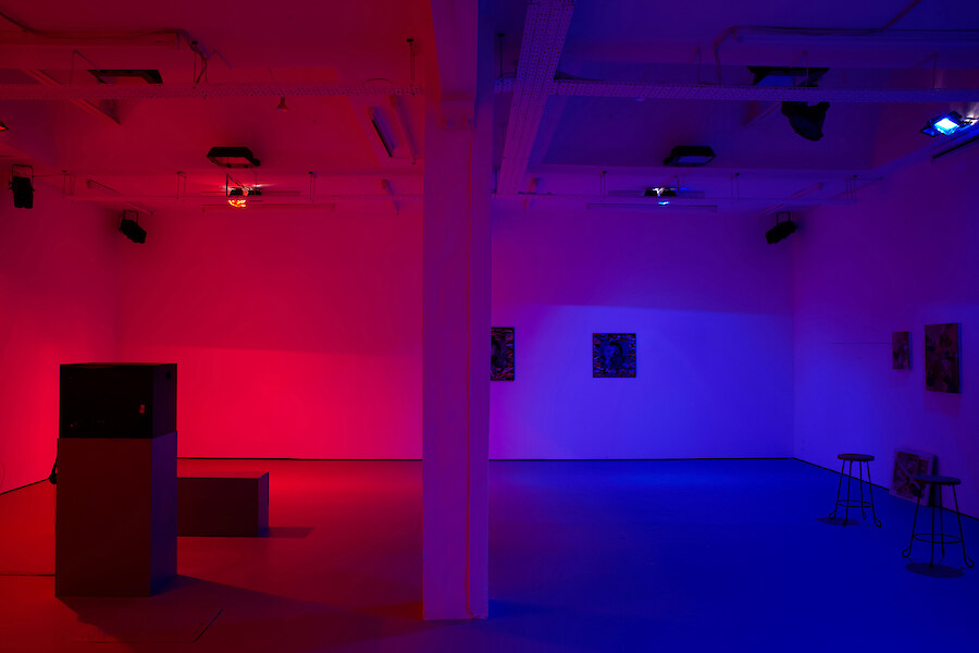 Casper Perrin Yoakum, *Untitled*, 2012, Lights, lift panel, electronic controllers. Engineered by Matt Curtis-Knight
