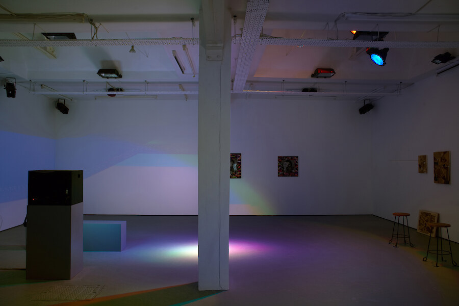 Casper Perrin Yoakum, *Untitled*, 2012, Lights, lift panel, electronic controllers. Engineered by Matt Curtis-Knight