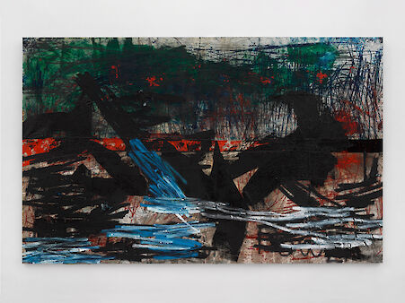 Oscar Murillomanifestation, 2019
Oil, oil stick, cotton thread, spray paint and graphite on velvet, canvas and linen
220 x 350 cm
86 5/8 x 137 3/4 in
(CI-OM-0258)
Additional Views, artwork