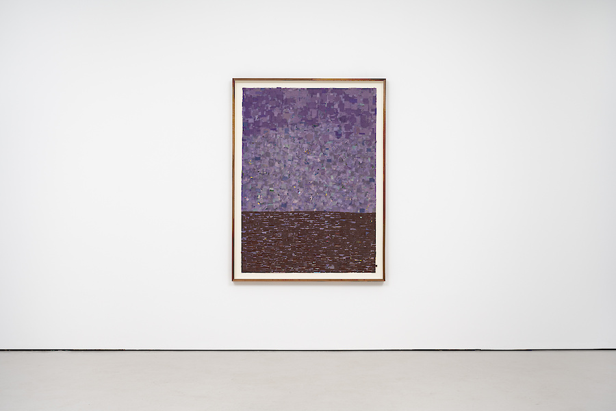 *Linha do Horizonte*, 2021, Guarany Fósforos de Seguarança matchbox paper and strike paper, 164 x 124 cm