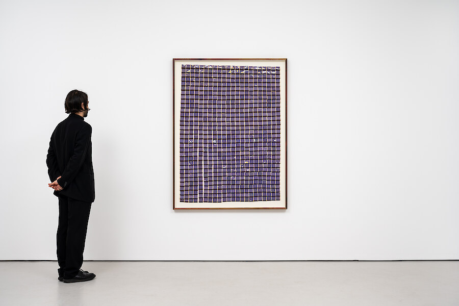 *O céu em pedaços (Sky in pieces) I*, 2021, Guarany Fósforos de Seguarança matchbox balsa wood and paper, 164 x 124 cm